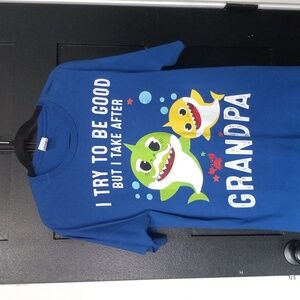 Baby Shark Grandpa Graphic Blue T-Shirt By Port And Company